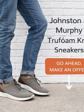 Johnston & Murphy Trufōam Knit Sneakers Men’s 10M Gray/Brown Casual Shoes